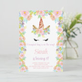 Invitation d'anniversaire Floral rose et violet Un (Debout devant)