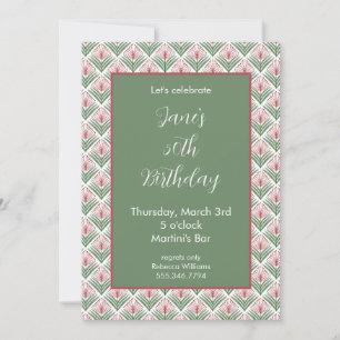 Invitation d'anniversaire Floral Rouge et Vert