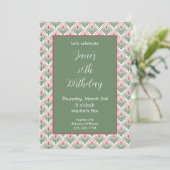 Invitation d'anniversaire Floral Rouge et Vert (Debout devant)