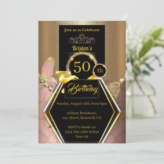 Invitation d'anniversaire florale (Debout devant)