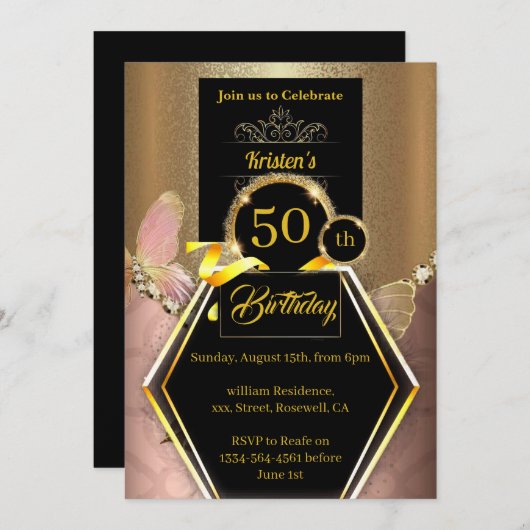 Invitation d'anniversaire florale (Devant / Derrière)