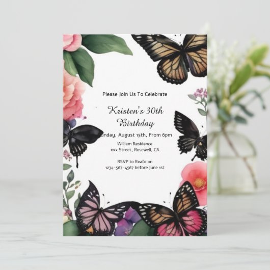 Invitation d'anniversaire florale (Debout devant)