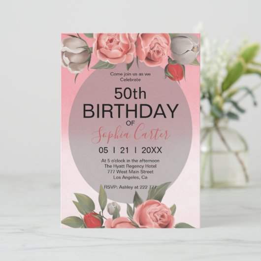 Invitation d'anniversaire florale (Debout devant)