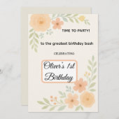 Invitation d'anniversaire florale  (Devant / Derrière)