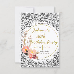 Invitation d'anniversaire florale à motif animal
