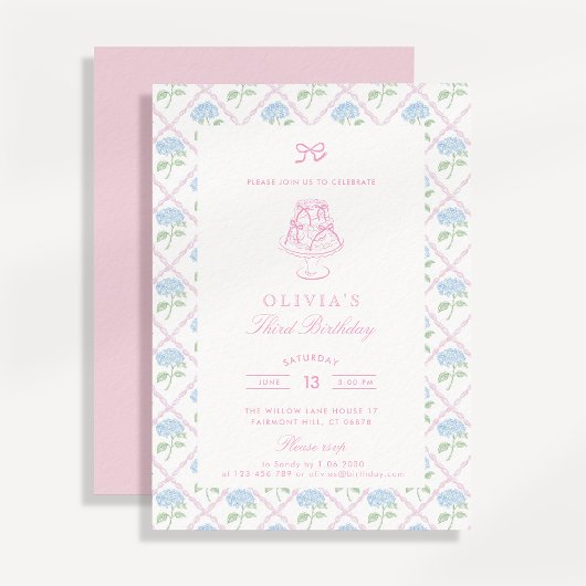 Invitation d'anniversaire florale à treillis d'hor
