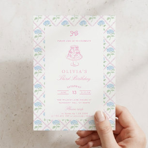 Invitation d'anniversaire florale à treillis d'hor