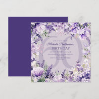 Invitation d'anniversaire florale aquarelle lavand