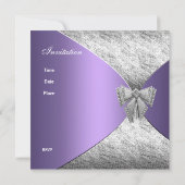 Invitation d'anniversaire florale argent violet 50 (Dos)