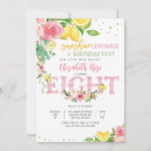 Invitation d'anniversaire florale au citron (Devant)