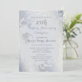Invitation d'anniversaire florale avec reflets arg (Debout devant)