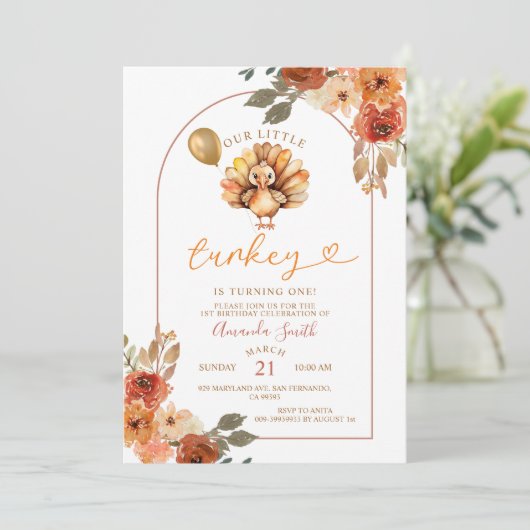Invitation d'anniversaire florale Boho Arch automn (Debout devant)