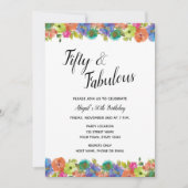 Invitation d'anniversaire florale brillante (Devant)