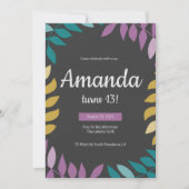 Invitation d'anniversaire florale Cool  (Devant)