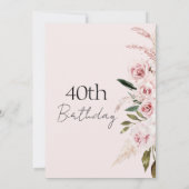 Invitation d'anniversaire florale de Boho rose vif (Dos)