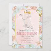 Invitation d'anniversaire florale de chaton mignon (Devant)