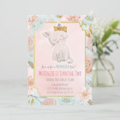 Invitation d'anniversaire florale de chaton mignon (Debout devant)
