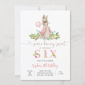 Invitation d'anniversaire florale de lapin (Devant)