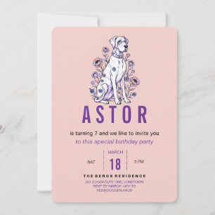 Invitation d'anniversaire florale Dogue Allemand