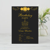 Invitation d'anniversaire florale en or de luxe (Debout devant)
