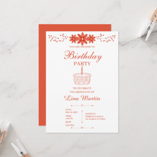 Invitation d'anniversaire florale en terracotta