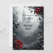Invitation d'anniversaire florale gothique (Devant)