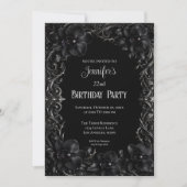 Invitation d'anniversaire florale gothique orchidé (Devant)