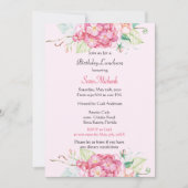 Invitation d'anniversaire florale Hydrangea rose é (Devant)