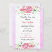 Invitation d'anniversaire florale Hydrangea rose é (Devant)