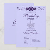 Invitation d'anniversaire florale lavande (Devant / Derrière)