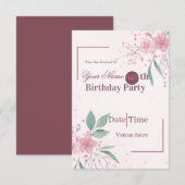 Invitation d'anniversaire florale minimaliste (Devant / Derrière)