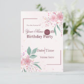 Invitation d'anniversaire florale minimaliste (Debout devant)