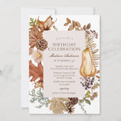 Invitation d'anniversaire florale moderne d'automn (Devant)