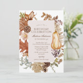 Invitation d'anniversaire florale moderne d'automn (Debout devant)