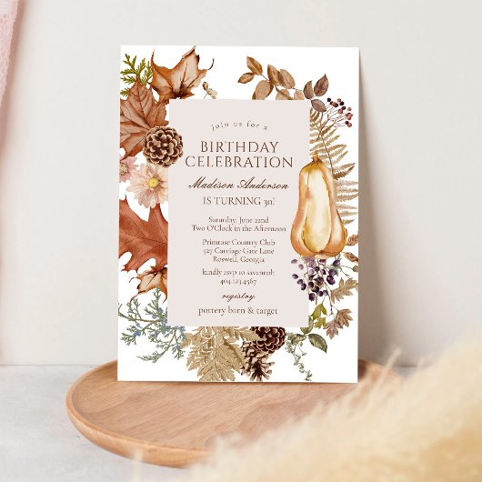 Invitation d'anniversaire florale moderne d'automn