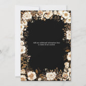 Invitation d'anniversaire florale noire blanche et (Dos)