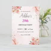 Invitation d'anniversaire florale Rose Blush (Debout devant)