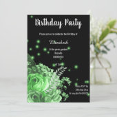 INVITATION D'ANNIVERSAIRE FLORALE VERT ÉLÉGANT (Debout devant)
