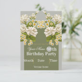 Invitation d'anniversaire florale vintage - Blanc (Debout devant)