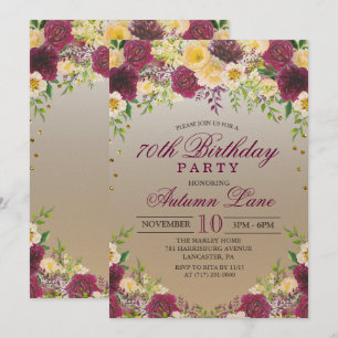 Invitation d'anniversaire florale vintage - TOUT Â