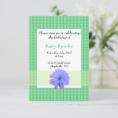 Invitation d'anniversaire florale violette et diam (Debout devant)