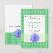 Invitation d'anniversaire florale violette et diam (Devant / Derrière)