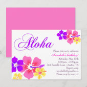 Invitation d'anniversaire Flower Aloha (Devant / Derrière)