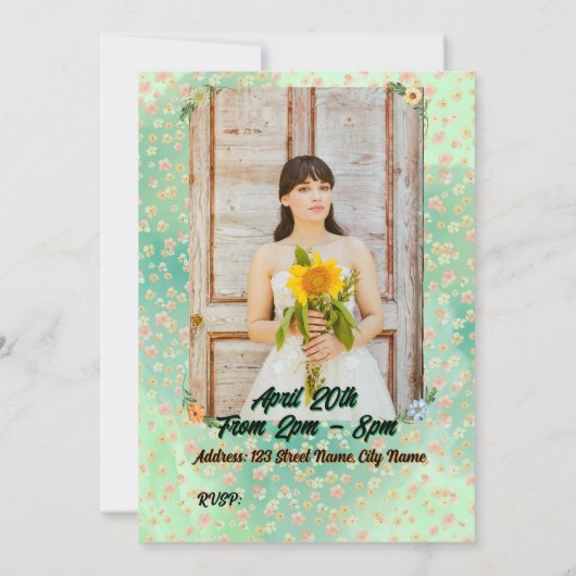 Invitation d'anniversaire Flower & Butterfly (Dos)