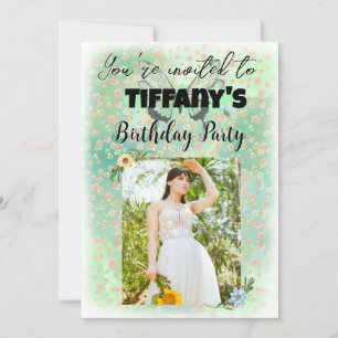 Invitation d'anniversaire Flower & Butterfly