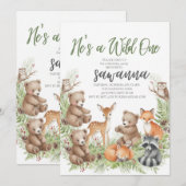 Invitation d'anniversaire Forest Friends Wild One (Devant / Derrière)