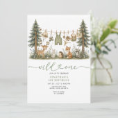 Invitation d'anniversaire Forest Wild One (Debout devant)