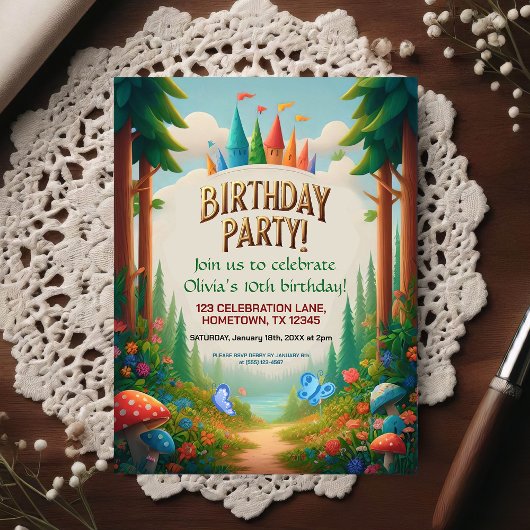 Invitation d'anniversaire Forêt de Conte de Fées