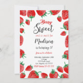 Invitation d'anniversaire fraise (Devant)