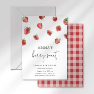 Invitation d'anniversaire fraise aux fruits rouges